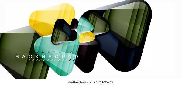 Glass triangles modern geometric composition, abstract background, vector design