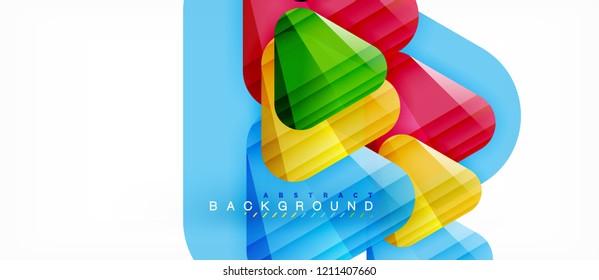 Glass triangles modern geometric composition, abstract background, vector design