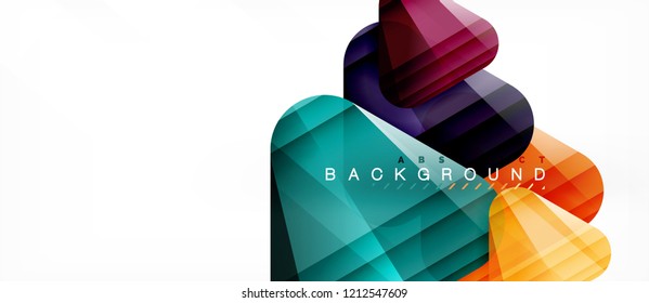 Glass triangles modern geometric composition, abstract background, vector design