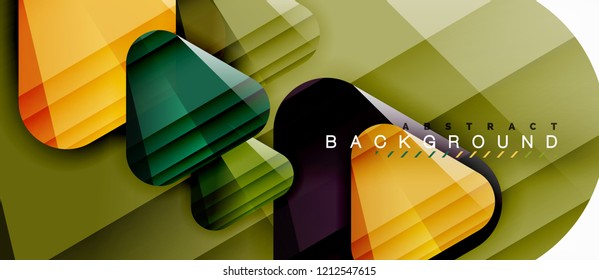 Glass triangles modern geometric composition, abstract background, vector design