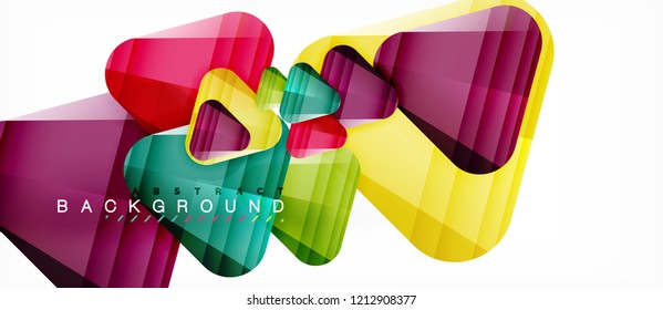 Glass triangles modern geometric composition, abstract background, vector design