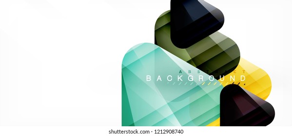 Dreiecke aus Glas, moderne geometrische Zusammensetzung, abstrakter Hintergrund, Vektordesign