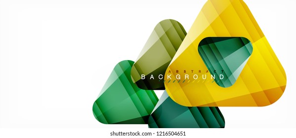Glass triangles modern geometric composition, abstract background, vector design