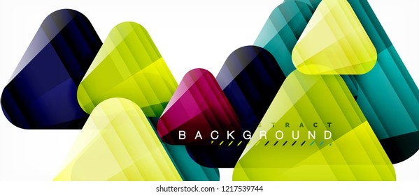 Triángulos de vidrio composición geométrica moderna, fondo abstracto, diseño vectorial