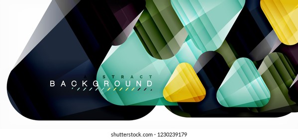 Glass triangles modern geometric composition, abstract background, vector design