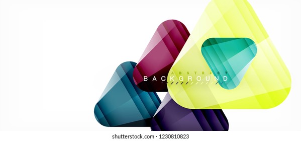 Triángulos de vidrio composición geométrica moderna, fondo abstracto, diseño vectorial