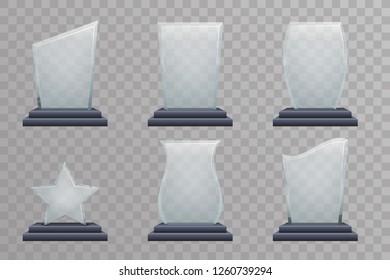 Glass trophy award decoration elements design template vector illustration