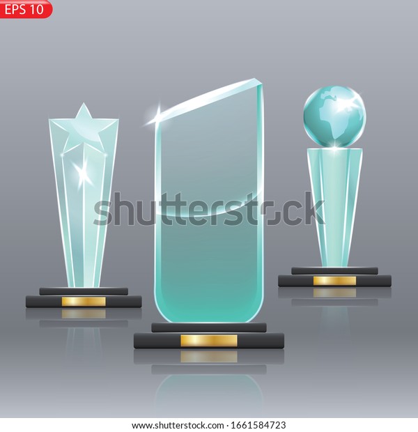 Download Glass Trophy Award First Place Prize Stock Vector Royalty Free 1661584723