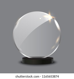 Glass trophy award realistic vector illustration