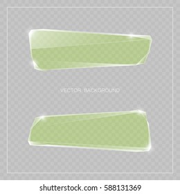 Glass trophy award. Vector abstract banner. Two transparent award backdrop. Original ice shard form. Glacial design shape. Vector freezing label tag. Signature debris strip. Title splinter glass plate