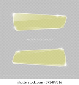 Glass trophy award. Vector abstract banner. Two transparent award backdrop. Original ice shard form. Glacial design shape. Vector freezing label tag. Signature debris strip. Title splinter glass plate