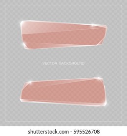 Glass trophy award. Vector abstract banner. Two transparent award backdrop. Original ice shard form. Glacial design shape. Vector freezing label tag. Signature debris strip. Title splinter glass plate