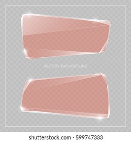 Glass trophy award. Vector abstract banner. Two transparent award backdrop. Original ice shard form. Glacial design shape. Vector freezing label tag. Signature debris strip. Title splinter glass plate