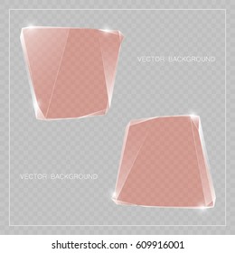Glass trophy award. Vector abstract banner. Two transparent award backdrop. Original ice shard form. Glacial design shape. Vector freezing label tag. Signature debris strip. Title splinter glass plate