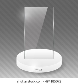 Glass trophy award. Vector illustration.