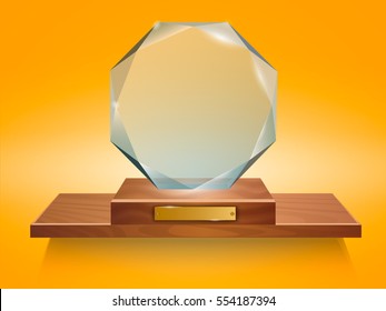 Glass Trophy Award. Vector illustration isolated