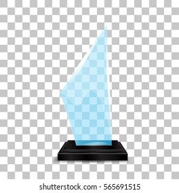 Glass Trophy Award. Vector illustration isolated on transparent background