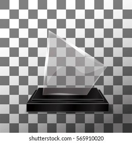 Glass Trophy Award. Vector illustration isolated on transparent background