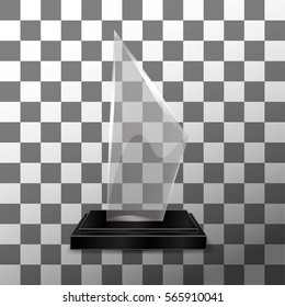 Glass Trophy Award. Vector illustration isolated on transparent background