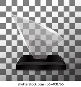Glass Trophy Award. Vector illustration isolated on transparent background