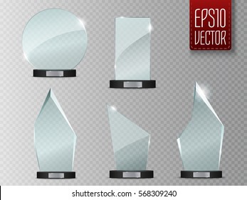 Glass Trophy Award. Vector Illustration Isolated On Transparent Background