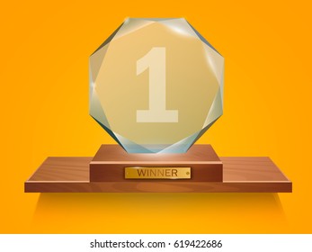 Glass Trophy Award. Vector illustration isolated