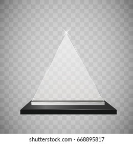 Glass trophy award vector illustration. Vector illustration of shiny award. Glossy transparent trophy. For you design.