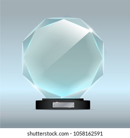 Glass trophy award. Vector award on gray background EPS 10