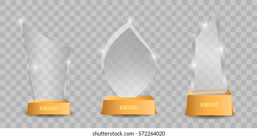 Premios trofeo de cristal. Ilustración vectorial de premios brillantes. Trofeos de cristal.