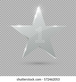 Glass trophy awards vector illustration. The transparent trophy for award.