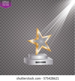 Glass trophy awards vector illustration. The transparent trophy for award.