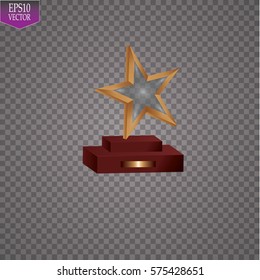Glass trophy awards vector illustration. The transparent trophy for award.