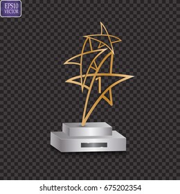 Glass trophy awards vector illustration. The transparent trophy for award.
