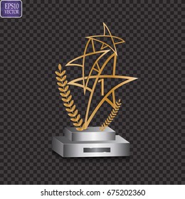 Glass trophy awards vector illustration. The transparent trophy for award.

