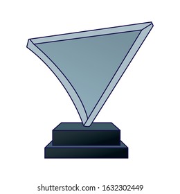 glass trophy icon over white background, flat design, vector illustration