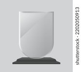 Glass Trophy Mockup Award. Vector Crystal 3D Mockup