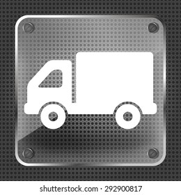 glass truck icon button on a metallic background