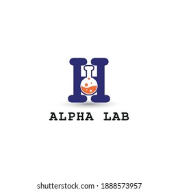 glass tube chemistry on initial letter H for laboratory and research logo concept