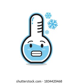 glass tube laboratory equipment cute character, expression face, cold shiver emoticon