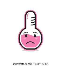 glass tube laboratory equipment cute character, expression face,  sad emoticon
