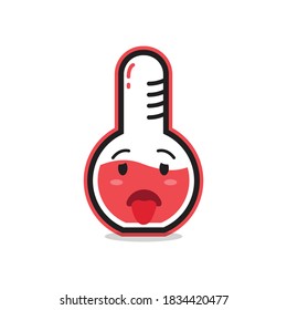 glass tube laboratory equipment cute character, expression face,  hot weather emoticon