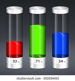 Glass tubes with colored liquids
