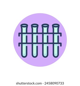 Tubos de vidrio para el icono de la línea de laboratorio. Biología, medicina, laboratorio. Concepto de química y ciencia. Ilustración vectorial, elemento simbólico para Diseño web y App