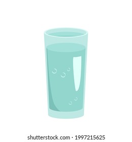 Glass tumbler filled with water. Utensils for the kitchen, an item for cooking and drinking. Vector flat illustration