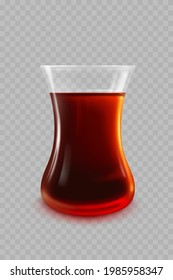 Glass of Turkish tea, isolated vector illustration.