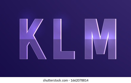 Diseño tipográfico de vidrio. Tipo de letra original. Fuente de texto. Colección de símbolos transparente. Vector brillante brillante brillante brillante.