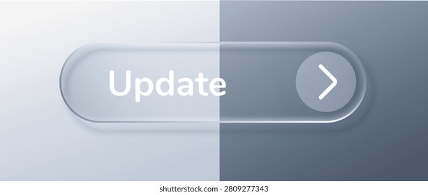 Glass update box for button ui liquid and 3d circle rectangle. Text effect frame for shape badge icon and element white ux. Glass transparent vector for button cool light and ui tech menu.