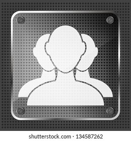 Glass user group web icon on a metallic background