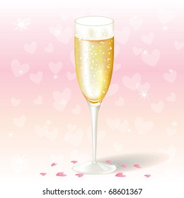 Glass of valentine's day champagne (vector)
