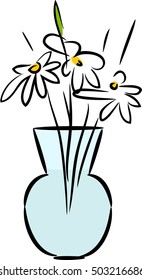 Glass vase with daisies